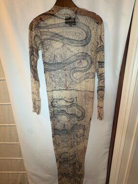 Brenda Noy | NWOT | Limited Edition Printed Silk Mesh Maxi Dress | Size: S